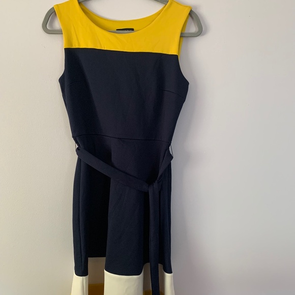 Enfocus Studio Dresses & Skirts - Navy blue dress with yellow and white